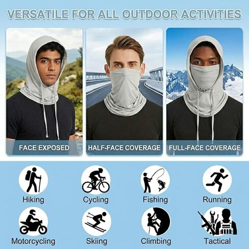 Cooling Balaclava Mask for Men Women - 3 Pcs Sun UV Protection Hood Face Cover for Motorcycle Skiing Fishing Cycling Breathable in Kuwait