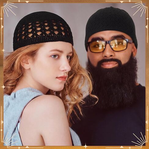 Twistover 4 Pcs Knit Kufi Hat for Men Muslim Hats Stretchy Crochet Cap Breathable Skull Beanie Caps for Men Women Teens in Saudi Arabia