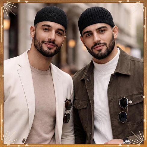 Twistover 4 Pcs Knit Kufi Hat for Men Muslim Hats Stretchy Crochet Cap Breathable Skull Beanie Caps for Men Women Teens in Saudi Arabia