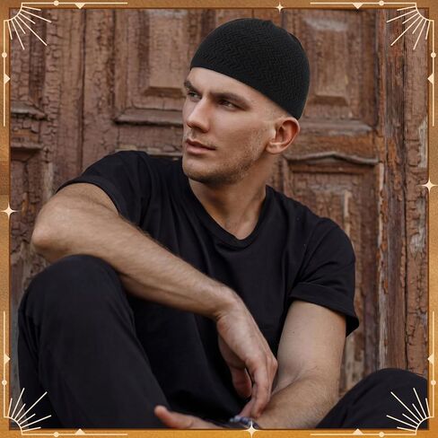 Twistover 4 Pcs Knit Kufi Hat for Men Muslim Hats Stretchy Crochet Cap Breathable Skull Beanie Caps for Men Women Teens in Saudi Arabia