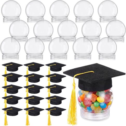SiliFine 16 Set 2.36 Inch 2026 Mini Graduation Cap Candy Balls Jars, Graduation Party Favors, Clear Plastic Candy Containers with Tassels, Grad Cap Box for DIY, Graduations Party Gifts(Gold) in Kuwait
