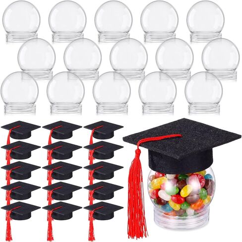 SiliFine 16 Set 2.36 Inch 2026 Mini Graduation Cap Candy Balls Jars, Graduation Party Favors, Clear Plastic Candy Containers with Tassels, Grad Cap Box for DIY, Graduations Party Gifts(Gold) in Kuwait