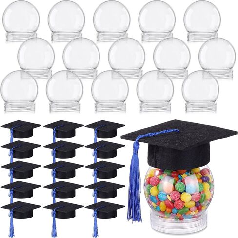 SiliFine 16 Set 2.36 Inch 2026 Mini Graduation Cap Candy Balls Jars, Graduation Party Favors, Clear Plastic Candy Containers with Tassels, Grad Cap Box for DIY, Graduations Party Gifts(Gold) in Kuwait