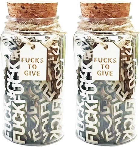2Pack Fucks Jar, 200Pcs Fucks to Give Jar Valentines Day Decor for Office Desk Home Decor, A Fuck to Give Wooden Cutout Letter Bad Mood Vent Funny Little Birthday Gifts for Women Men in Saudi Arabia