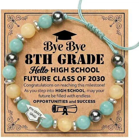 8TH Grade Graduation Gift for Girls, 8TH Grade Graduation Bracelet with Gift Cards, 8TH Grade Graduation Decorations Class of 2026, Bye Bye Eighth Grade Middle School Grad Party Supplies in Kuwait