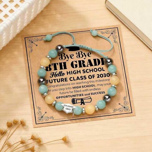 8TH Grade Graduation Gift for Girls, 8TH Grade Graduation Bracelet with Gift Cards, 8TH Grade Graduation Decorations Class of 2026, Bye Bye Eighth Grade Middle School Grad Party Supplies in Kuwait