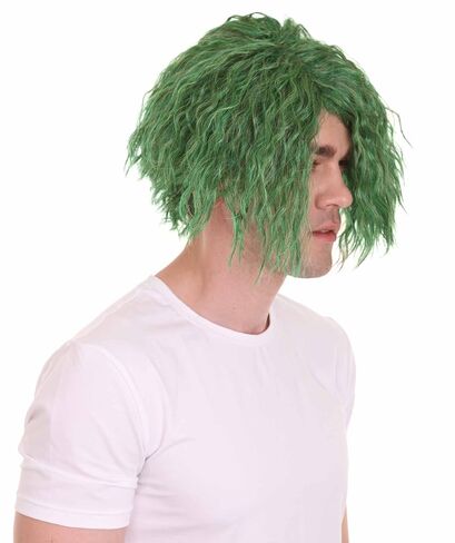 HPO Iconic Short Green Sadistic Clown Villain Halloween Cosplay Adult Curly Wig, HM-367A in Saudi Arabia