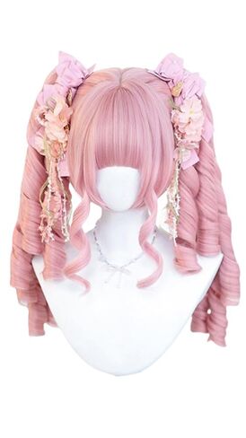 Kawaii Lolita Roman Curl Wig with Double Pigtails Long Spiral Curly Synthetic Hair for Anime Cosplay Costume (Black) in Saudi Arabia