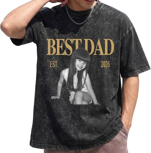 Custom Fathers Day T Shirts with Photo & Text Personalized Dad Shirt Customized Gifts for Papa Best Dad Ever Shirts in Saudi Arabia