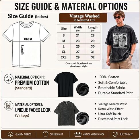 Custom Fathers Day T Shirts with Photo & Text Personalized Dad Shirt Customized Gifts for Papa Best Dad Ever Shirts in Kuwait