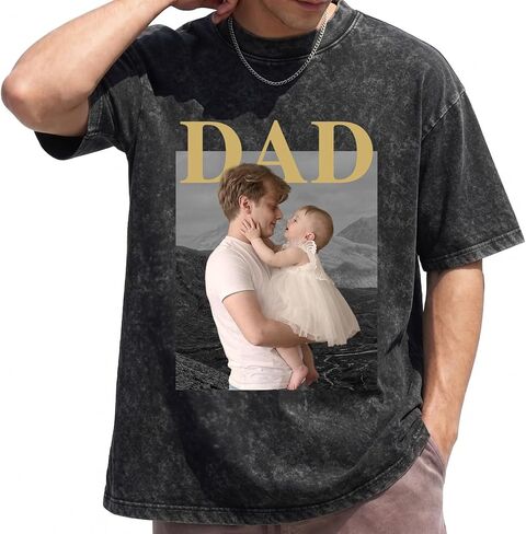 Custom Fathers Day T Shirts with Photo & Text Personalized Dad Shirt Customized Gifts for Papa Best Dad Ever Shirts in Kuwait