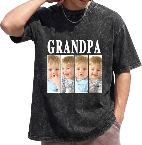 Custom Fathers Day T Shirts with Photo & Text Personalized Dad Shirt Customized Gifts for Papa Best Dad Ever Shirts in Kuwait