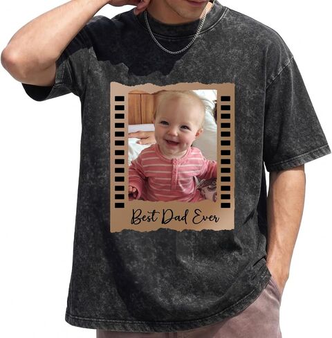 Custom Fathers Day T Shirts with Photo & Text Personalized Dad Shirt Customized Gifts for Papa Best Dad Ever Shirts in Kuwait