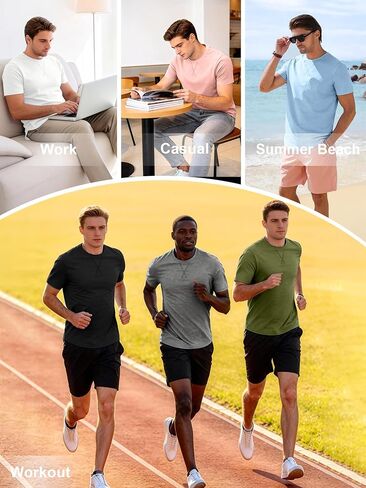 Comdecevis Mens Short Sleeve T-Shirts Crewneck Curved Hem Cotton Tees Hipster Hip Hop Longline Shirts in Saudi Arabia