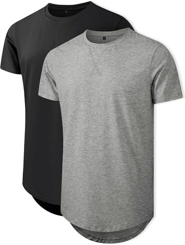 Comdecevis Mens Short Sleeve T-Shirts Crewneck Curved Hem Cotton Tees Hipster Hip Hop Longline Shirts in Saudi Arabia