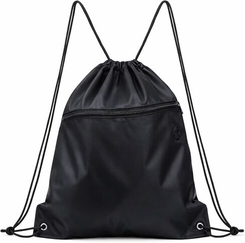 Drawstring Gym Bag Backpack, Black Draw String Back Bag for Men Women, Lightweight Drawstring Sports Sackpack with Pocket for Yoga Travel Beach Swimming in Kuwait