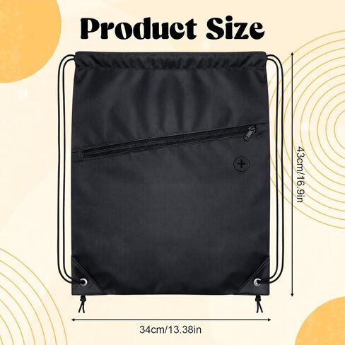 Drawstring Gym Bag Backpack, Black Draw String Back Bag for Men Women, Lightweight Drawstring Sports Sackpack with Pocket for Yoga Travel Beach Swimming in Kuwait