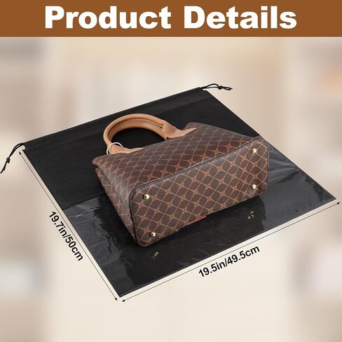 20 PCS Dustproof Drawstring Bags, Breathable Non-Woven Drawstring Dust Covers, Purses Organizers Storage Bags with Clear Window, Dust Bag for Handbags Shoes Purses Covers, Black in Saudi Arabia