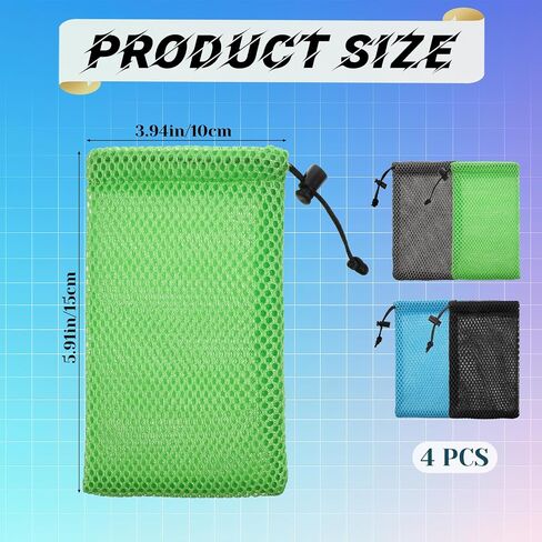 salbsever 4PCS Nylon Small Drawstring Pouch, 6 X 4 Inch Small Mesh Bags Storage Pouch String Bags for Mini Stuff Organizer, Travel Kit for Cosmetics Jewelry Keys Earphones, Black in Kuwait