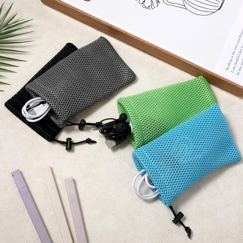 salbsever 4PCS Nylon Small Drawstring Pouch, 6 X 4 Inch Small Mesh Bags Storage Pouch String Bags for Mini Stuff Organizer, Travel Kit for Cosmetics Jewelry Keys Earphones, Black in Kuwait