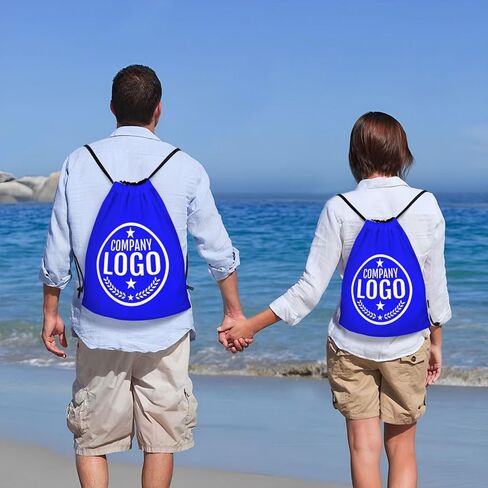 Bulk 10-200PCS Custom Backpack With Logo Custom Drawstring Bags Personalized Backpack Customized Bag Make Your Own Bulk For Sports Gym Blue M in Kuwait