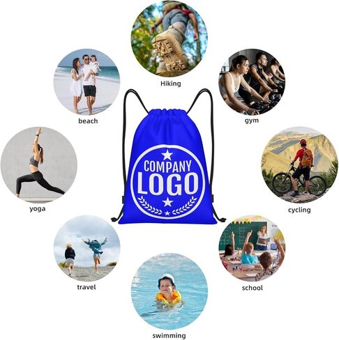 Bulk 10-200PCS Custom Backpack With Logo Custom Drawstring Bags Personalized Backpack Customized Bag Make Your Own Bulk For Sports Gym Blue M in Kuwait