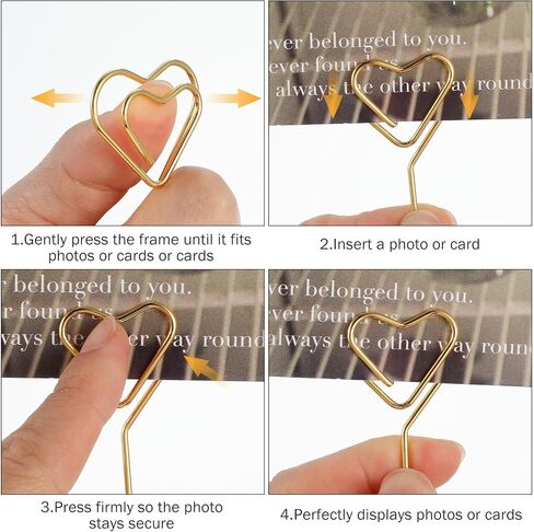 Heart-Shaped Photo Tree Holder Clip, 5-Branch Metal Desktop Gift Card Tree Stand, Gold Picture Holders for Tables, Photo Card Holder for Wedding Christmas Birthday Party Decor(Gold) in Saudi Arabia