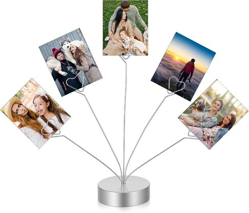 Heart-Shaped Photo Tree Holder Clip, 5-Branch Metal Desktop Gift Card Tree Stand, Gold Picture Holders for Tables, Photo Card Holder for Wedding Christmas Birthday Party Decor(Gold) in Saudi Arabia