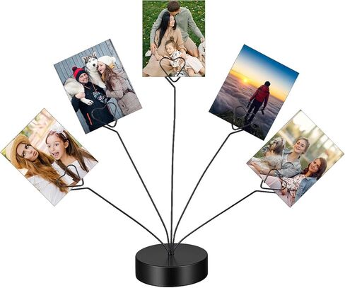 Heart-Shaped Photo Tree Holder Clip, 5-Branch Metal Desktop Gift Card Tree Stand, Gold Picture Holders for Tables, Photo Card Holder for Wedding Christmas Birthday Party Decor(Gold) in Saudi Arabia