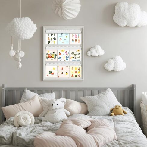 Yookeer Set of 3 Scalloped Magnetic Art Hanger Wall Mounted Artwork Display Bar with Strong Magnets White Wooden Picture Memo Holder for Art Decor Home in Kuwait