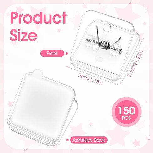 150 Pcs Self Adhesive Clips for Hanging - Acrylic Adhesive Wall Clips, Transparent Sticky Clip for Posters Photos Flags, Home Office Decor, 1.18" x 1.22" in Kuwait