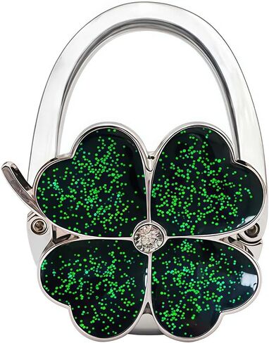 Green Four Leaf Clover Foldable Handbag Hanger, Starry Shiny Pattern Purse Hook Holder for Table in Saudi Arabia