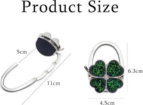 Green Four Leaf Clover Foldable Handbag Hanger, Starry Shiny Pattern Purse Hook Holder for Table in Saudi Arabia