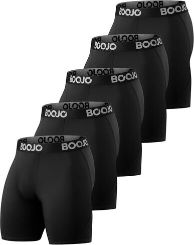 BOOJO 5 Pack Compression Shorts for Men - Athletic Running Black Spandex Quick Dry Underwear for Workout Gym Basketball in Kuwait