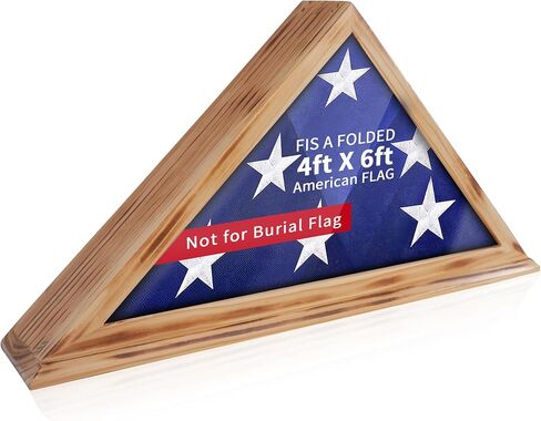 ASmileIndeep Flag Display Case for 4' x 6' Folded American Thin Flag, Military Flag Shadow Box with HD Tempered Glass and Wall Mount for Veteran - Burnt Color in Kuwait