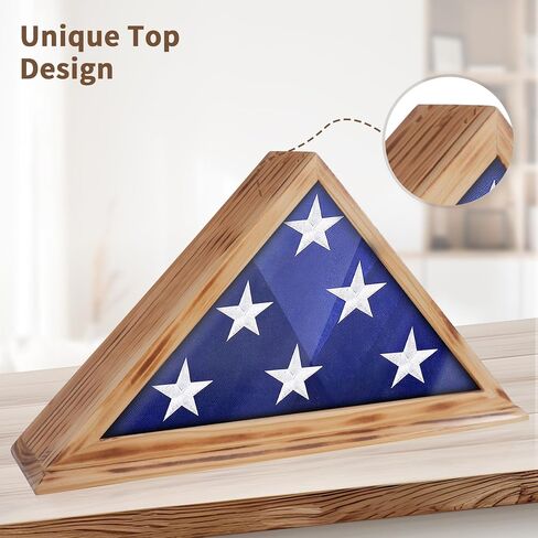 ASmileIndeep Flag Display Case for 4' x 6' Folded American Thin Flag, Military Flag Shadow Box with HD Tempered Glass and Wall Mount for Veteran - Burnt Color in Kuwait