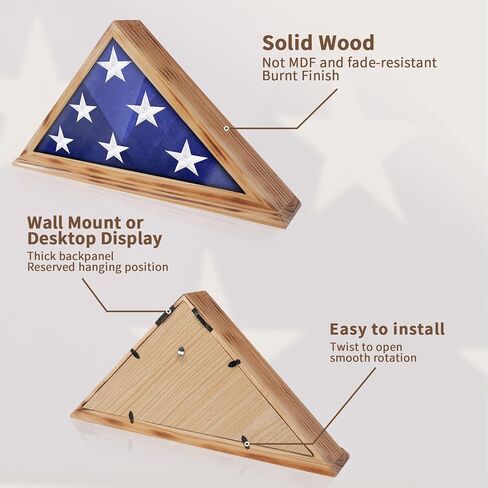 ASmileIndeep Flag Display Case for 4' x 6' Folded American Thin Flag, Military Flag Shadow Box with HD Tempered Glass and Wall Mount for Veteran - Burnt Color in Kuwait