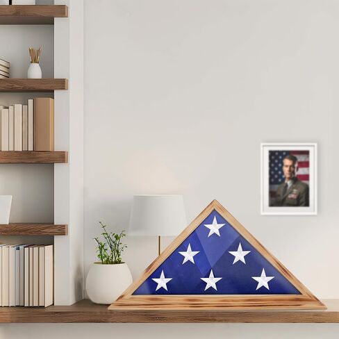 ASmileIndeep Flag Display Case for 4' x 6' Folded American Thin Flag, Military Flag Shadow Box with HD Tempered Glass and Wall Mount for Veteran - Burnt Color in Kuwait