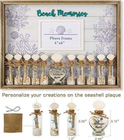 SAILINGSTORY Honeymoon Sand Jar Keepsake Shadow Box Beach Memory Coastal Decor Wedding Gift 12.2" H in Kuwait