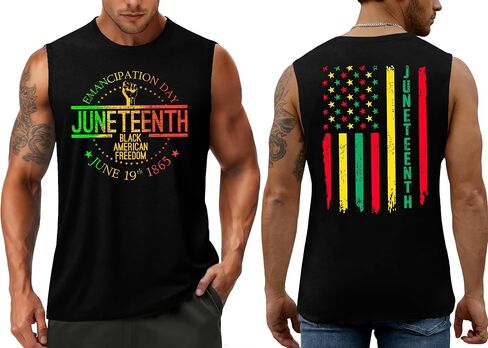 Juneteenth Shirts Men: 1865 Juneteeth Sleeveless Tops African Proud Tank Tops in Kuwait