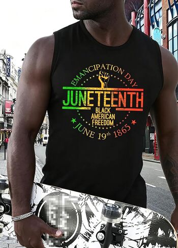 Juneteenth Shirts Men: 1865 Juneteeth Sleeveless Tops African Proud Tank Tops in Kuwait