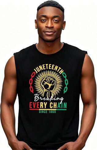 Juneteenth Shirts Men: 1865 Juneteeth Sleeveless Tops African Proud Tank Tops in Saudi Arabia