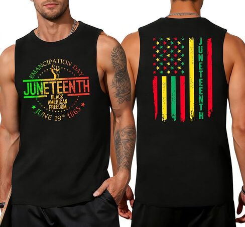 Juneteenth Shirts Men: 1865 Juneteeth Sleeveless Tops African Proud Tank Tops in Kuwait