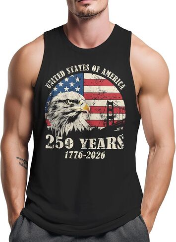 Men's Patriotic Eagle Tank Tops American Flag Sleeveless Workout Muscle Shirt in Kuwait