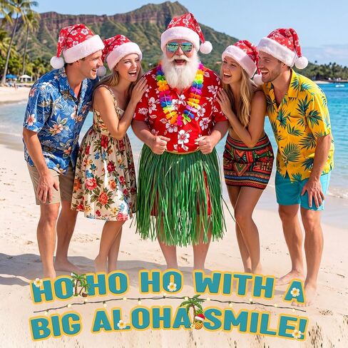 4 Pack Hawaiian Christmas Santa Hat for Christmas in July Tropical Hibiscus Floral Santa Hat for Hawaiian Costume Accessories in Kuwait