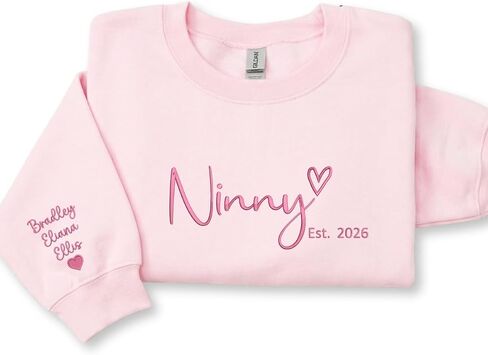 Custom Gigi Embroidered Sweatshirt with Kids Names Sleeve – Gift for Grandma Mothers Day Birthday Christmas in Saudi Arabia