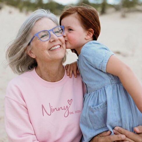 Custom Gigi Embroidered Sweatshirt with Kids Names Sleeve – Gift for Grandma Mothers Day Birthday Christmas in Saudi Arabia