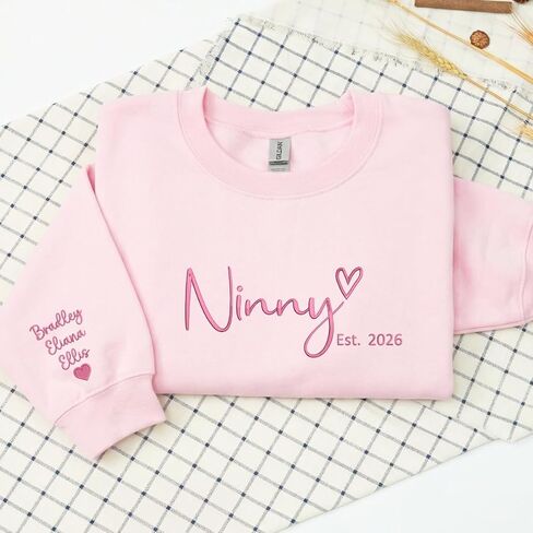 Custom Gigi Embroidered Sweatshirt with Kids Names Sleeve – Gift for Grandma Mothers Day Birthday Christmas in Saudi Arabia