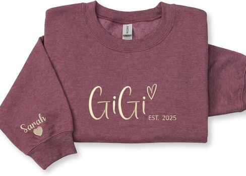 Custom Gigi Embroidered Sweatshirt with Kids Names Sleeve – Gift for Grandma Mothers Day Birthday Christmas in Saudi Arabia