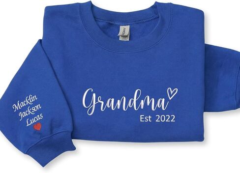 Custom Gigi Embroidered Sweatshirt with Kids Names Sleeve – Gift for Grandma Mothers Day Birthday Christmas in Saudi Arabia